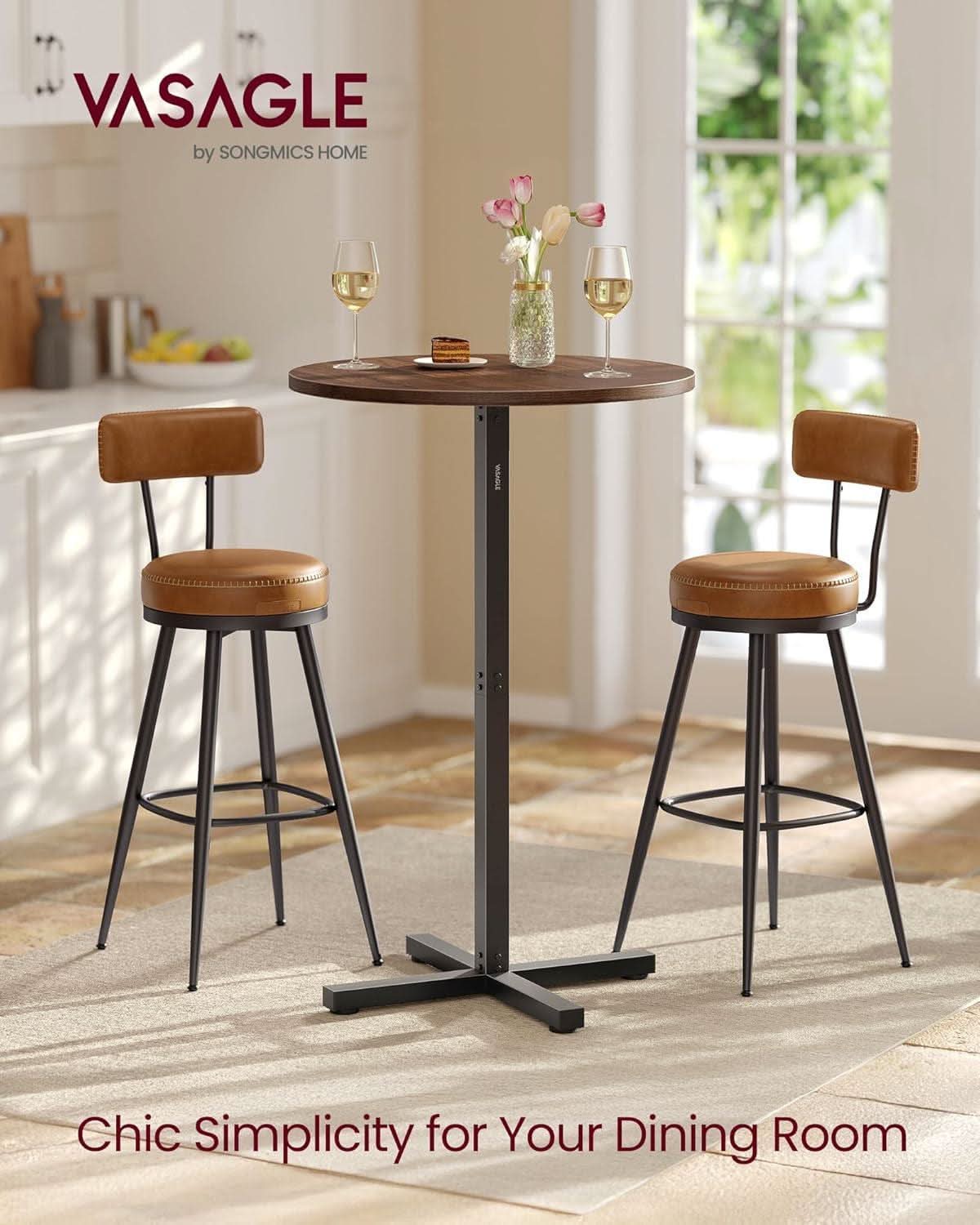 Natural Walnut Round Pub Table 41 in Industrial Frame-1