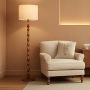 Rustic Floor Lamp 62Inch Walnut Linen Textured Shade-0