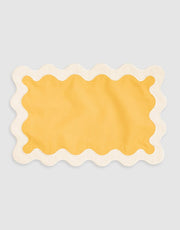 Linen Table Placemat Set with Embroidered Scalloped Edges-0