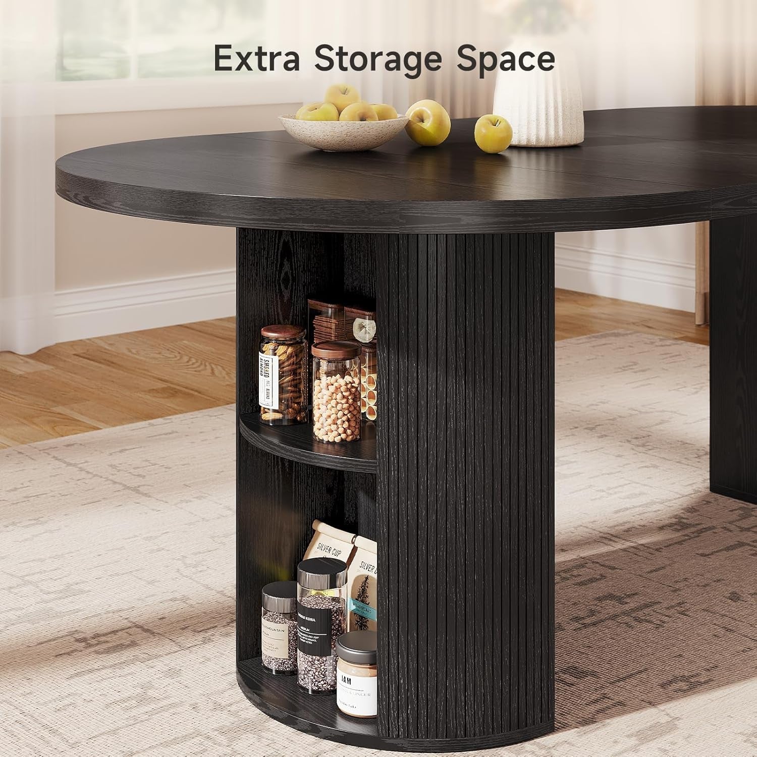 Extendable Oval Dining Table 41to78 Inches Charcoal Black-4