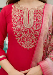 Ruby Elegance Heavy Rayon Embroidered Suit Set Yooneck