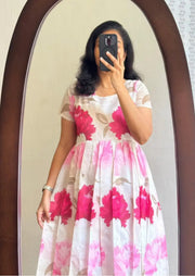Gulabi Pushpanjali Soft Cotton Dress Yooneck