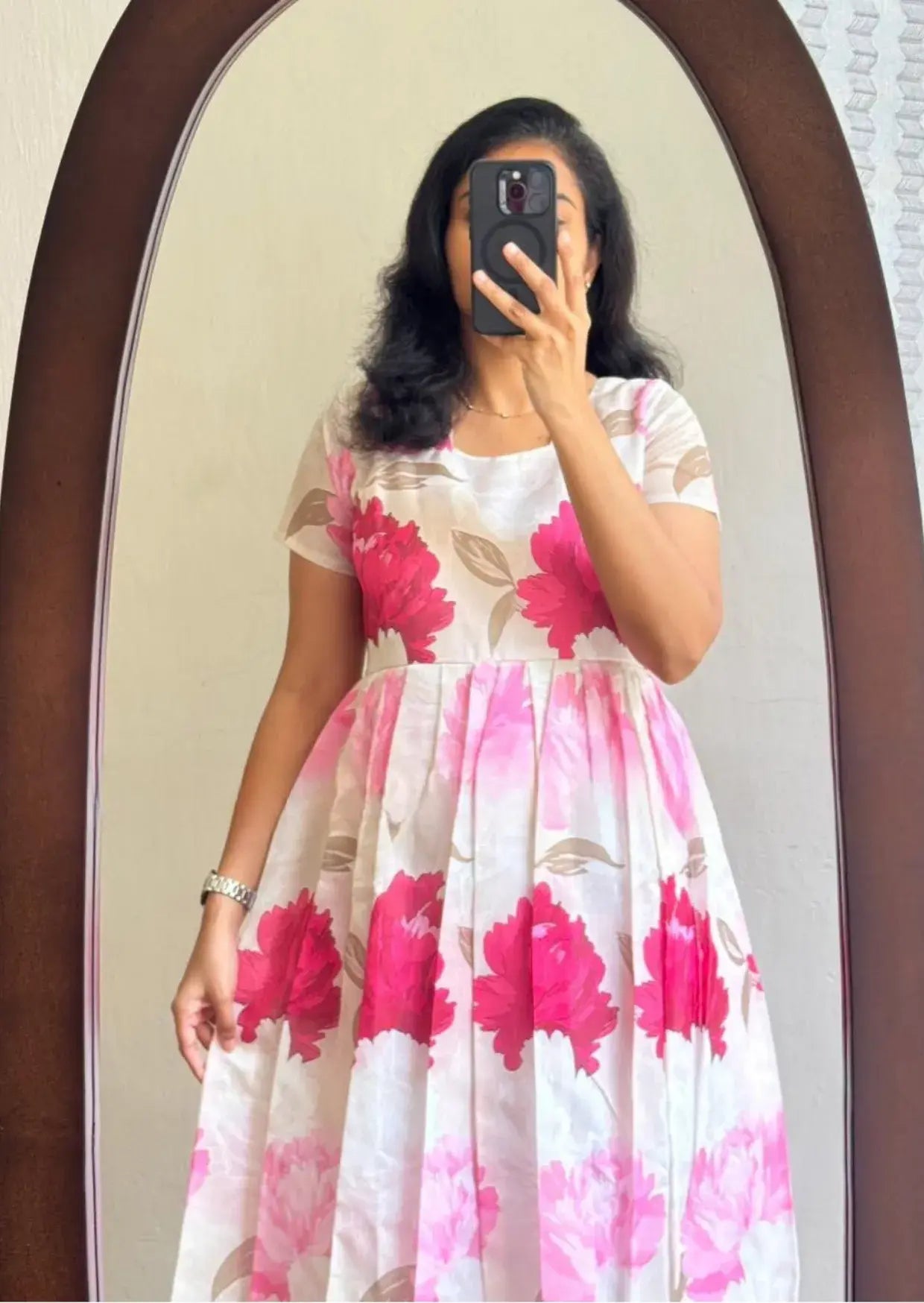 Gulabi Pushpanjali Soft Cotton Dress Yooneck