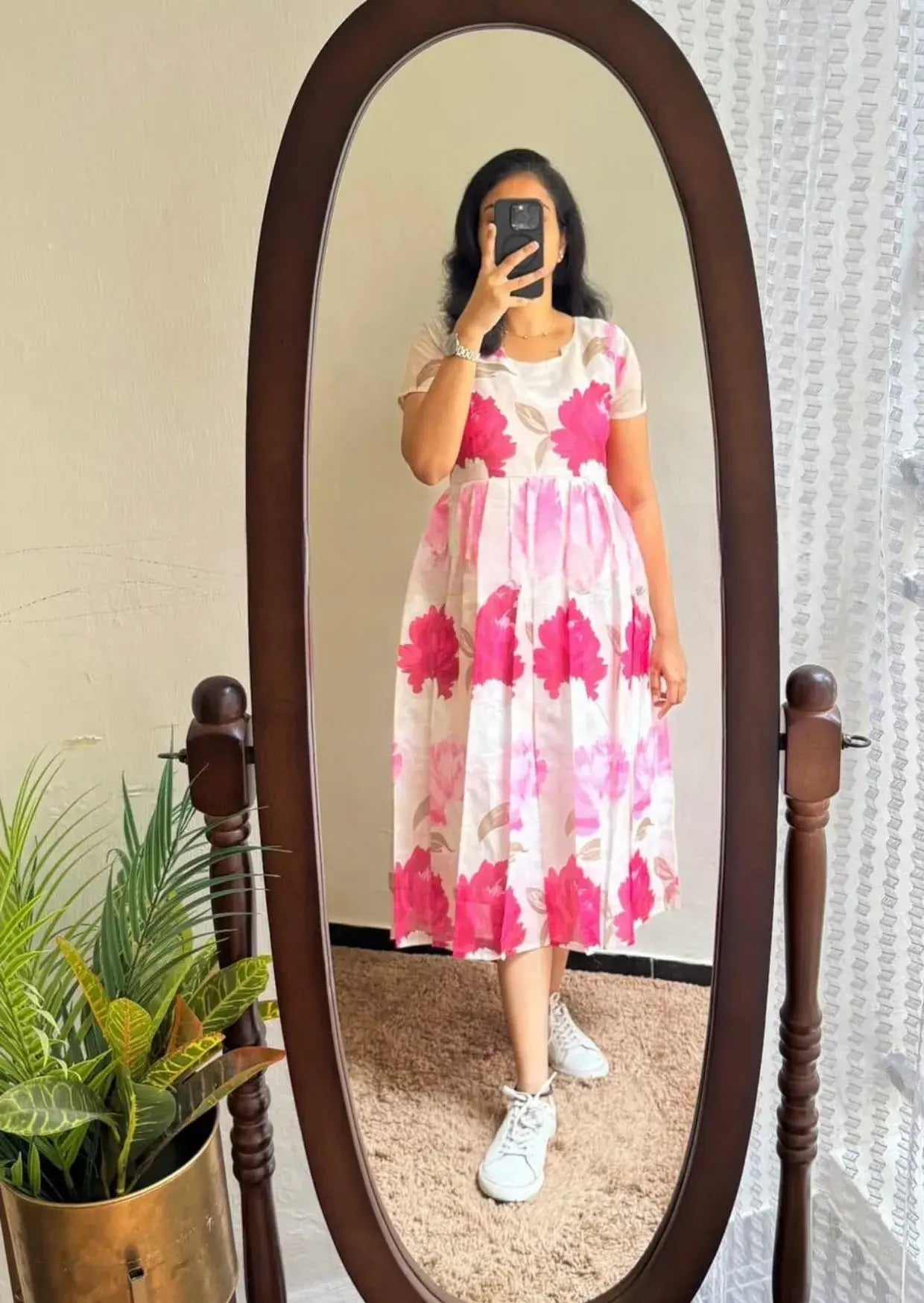 Gulabi Pushpanjali Soft Cotton Dress Yooneck