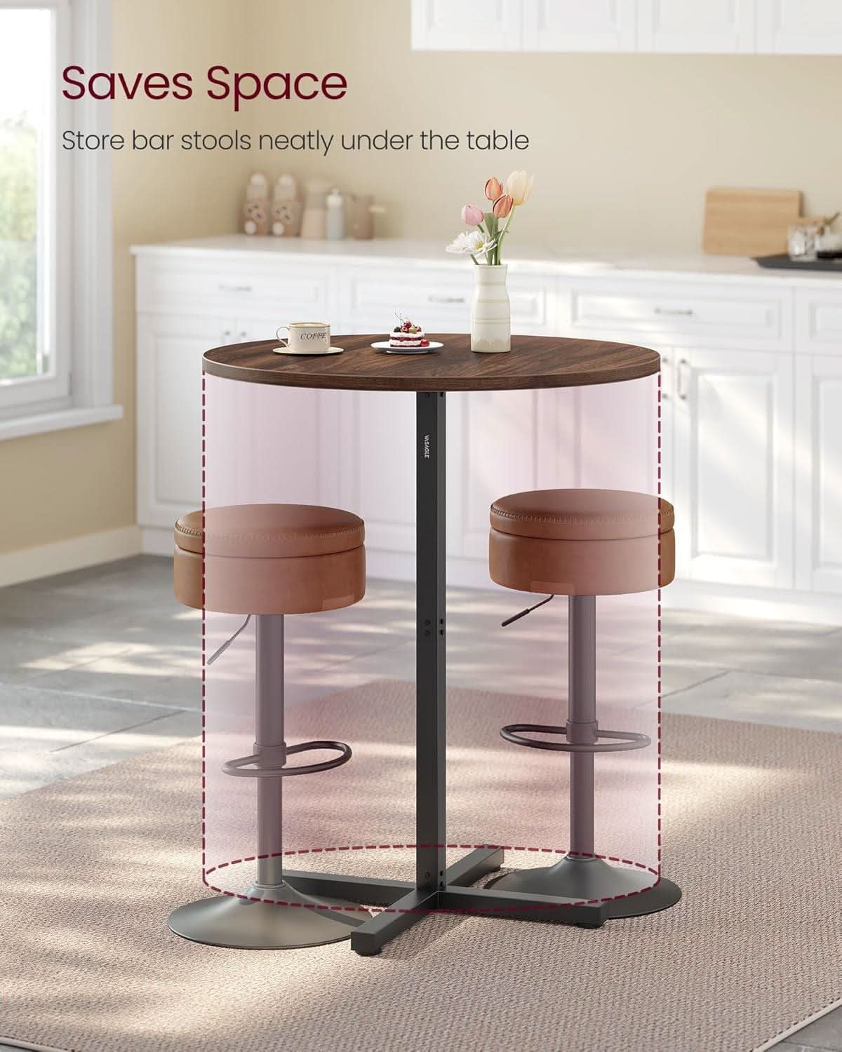 Natural Walnut Round Pub Table 41 in Industrial Frame-4