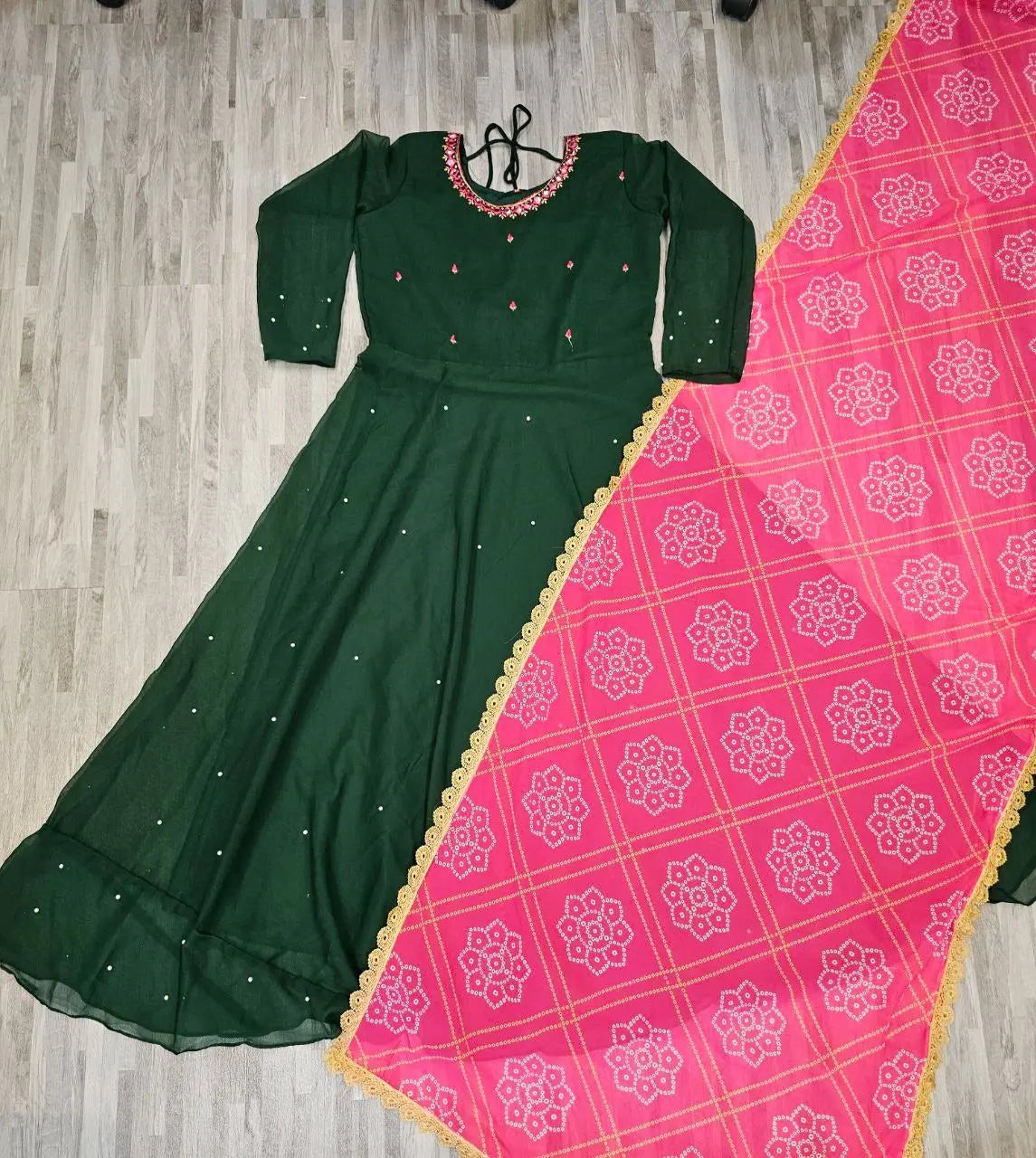 Women'S Solid Georgette Gown Kurta With Dupatta, Long Kurti Ethnic Dress Set For All Occasions 19198