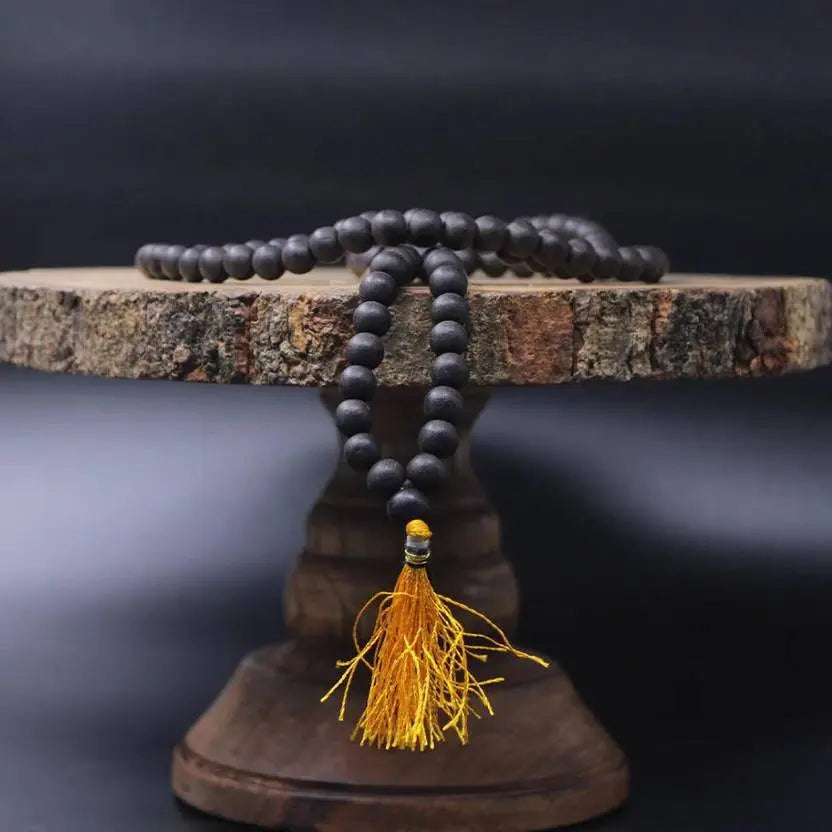 Original Karungali Malai Religious Mala 108-Beads 8MM Ebony Wood Jaap Mala Wood Necklace 8995