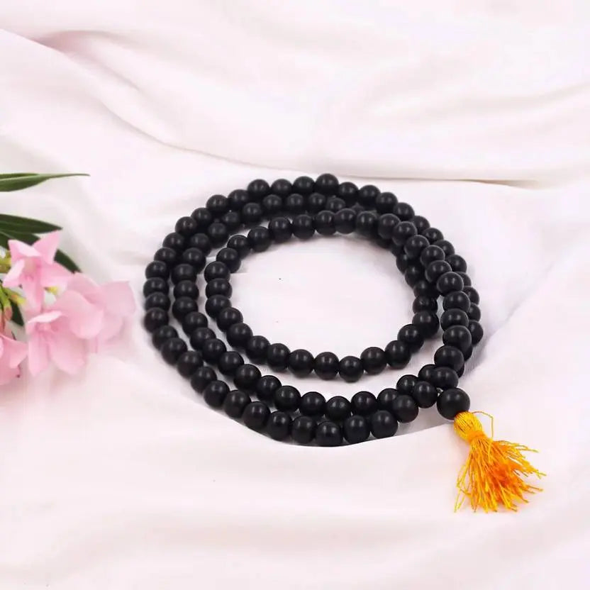 Original Karungali Malai Religious Mala 108-Beads 8MM Ebony Wood Jaap Mala Wood Necklace 8995