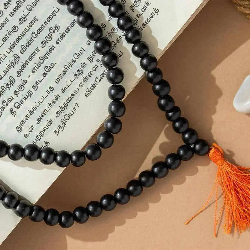 Original Karungali Malai Religious Mala 108-Beads 8MM Ebony Wood Jaap Mala Wood Necklace 8995