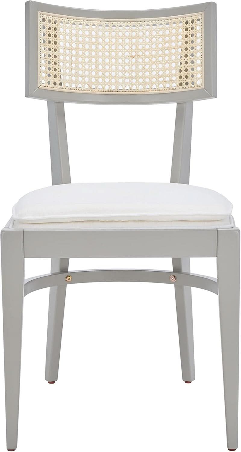Coastal Grey Cane Seat Cushion Dining Chair For Kitchen-4