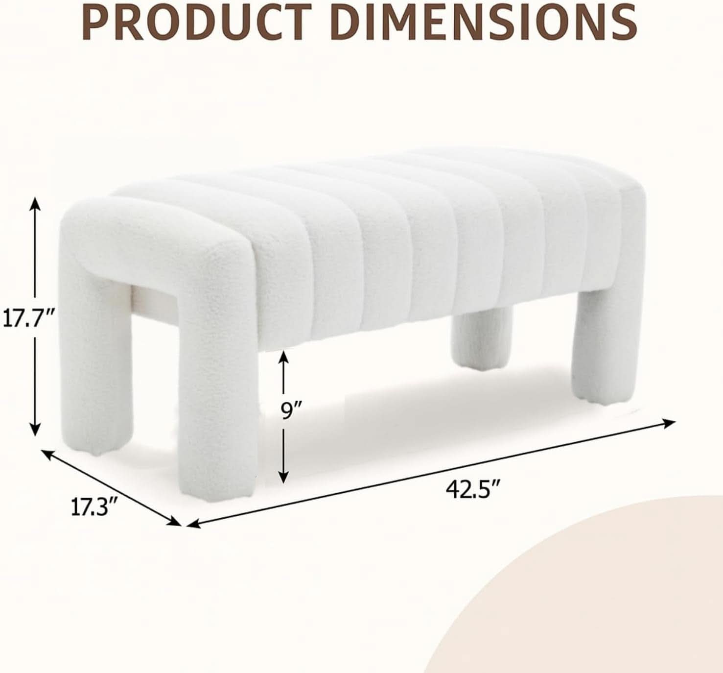 42.5 Inches Boucle Ottoman Bench Footrest Entryway-1