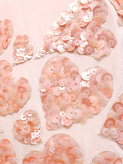 Peach Heart Embroidered Crop Top with Organza Bow-0