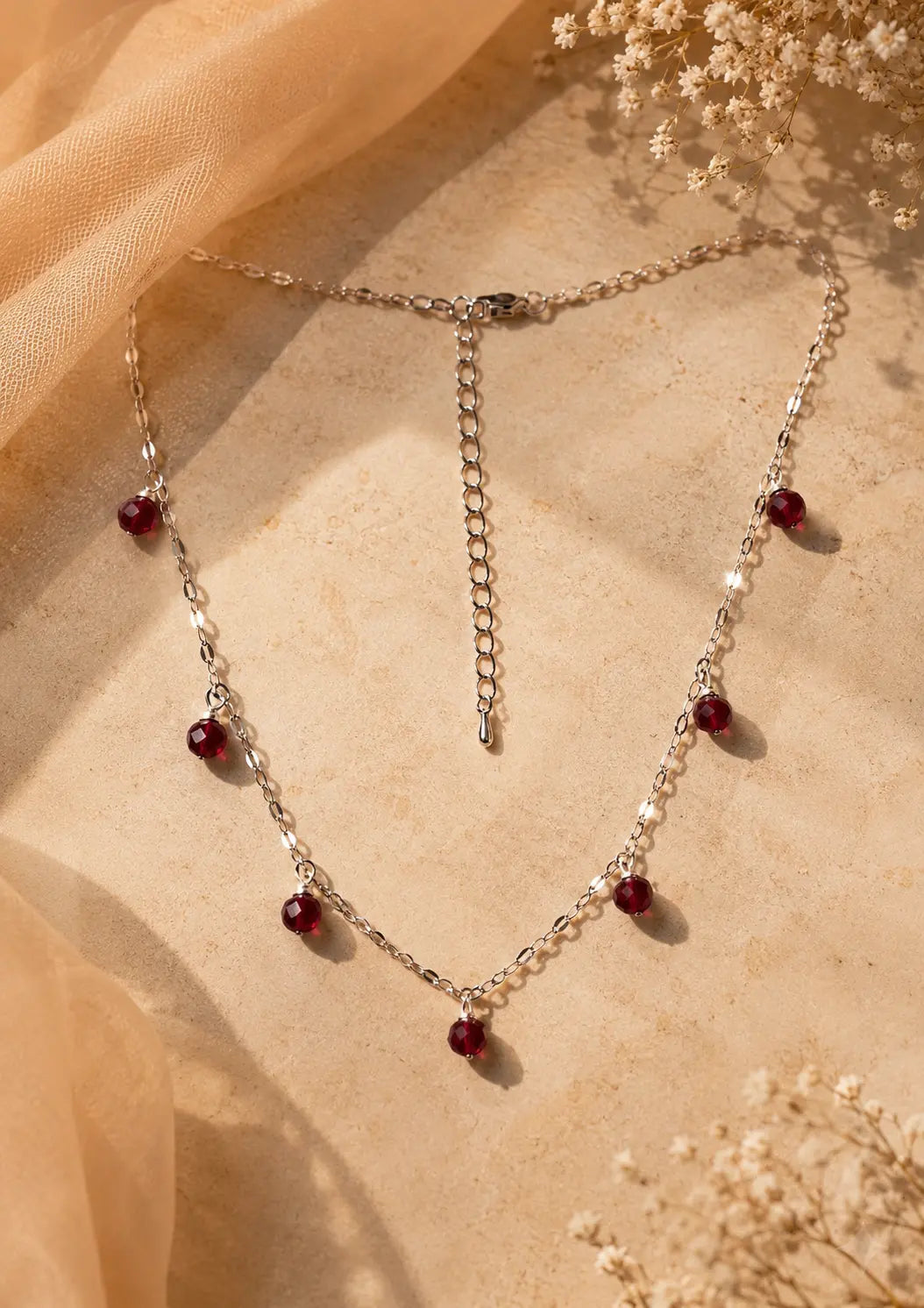 Ruby Charm Drop Necklace Yooneck