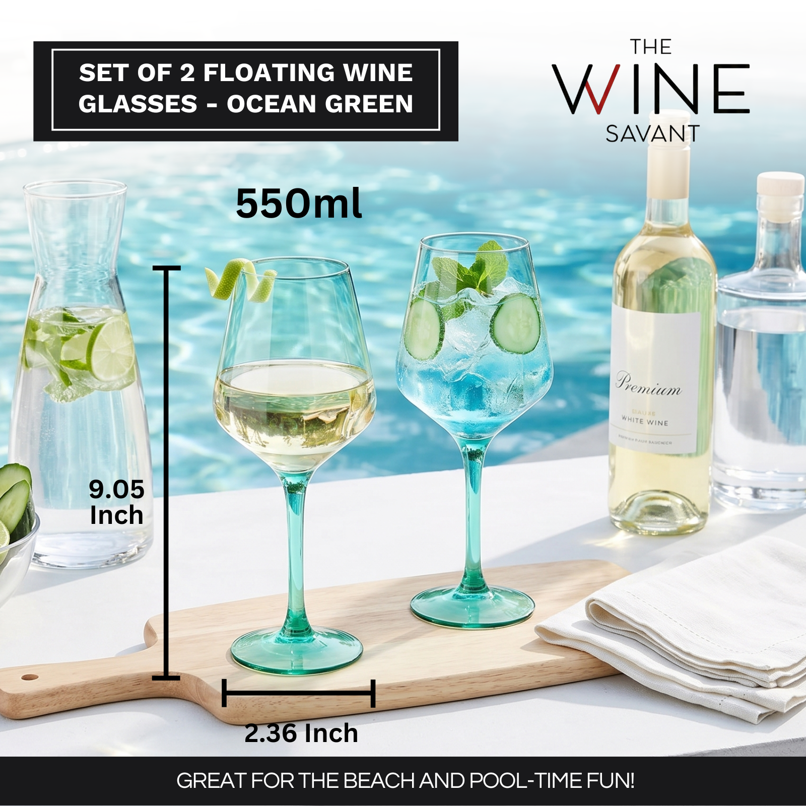 Floating Wine Glasses For Pool Set Of 2 15 Oz Shatterproof Poolside Wine Glasses Tritan Plastic Reus