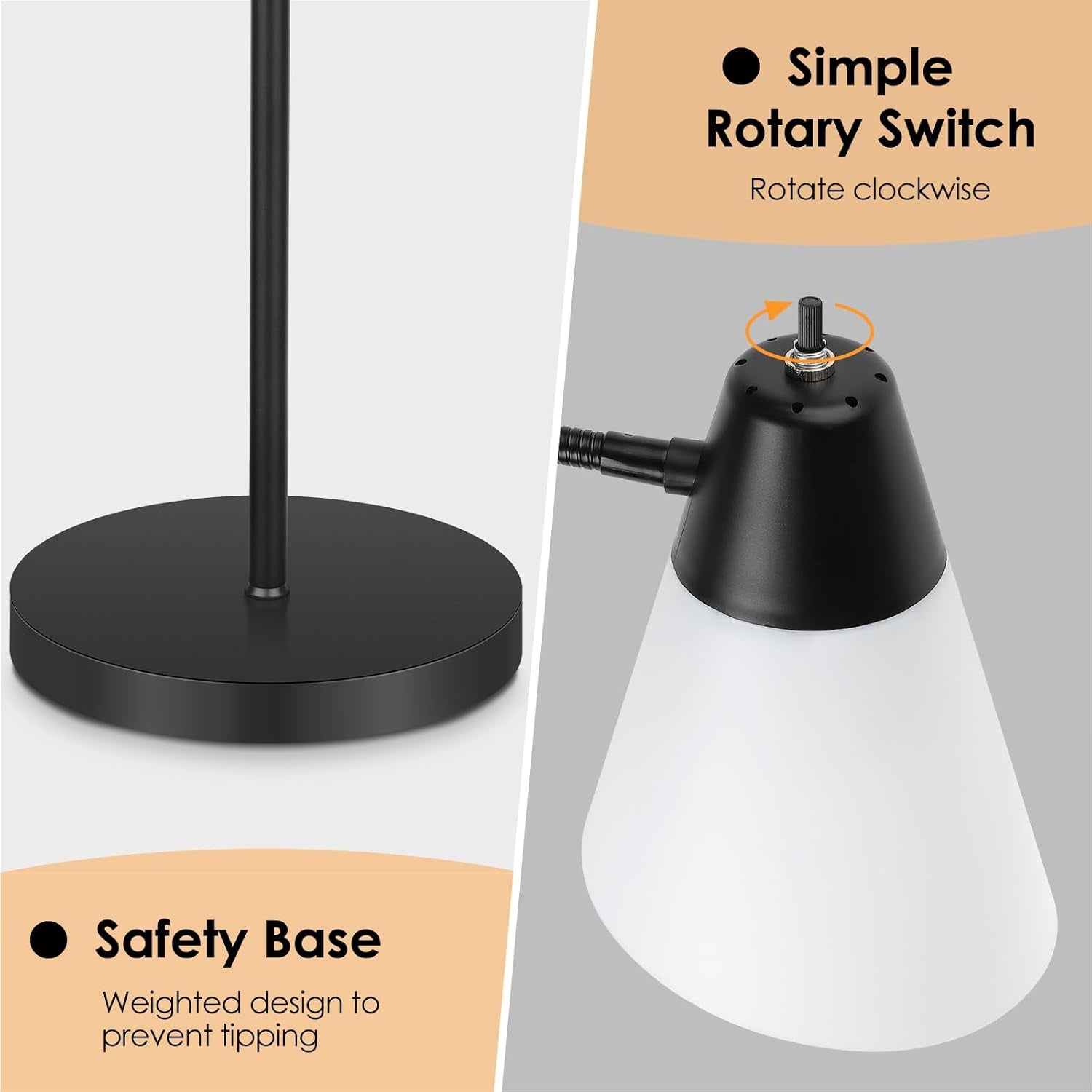 Black Floor Lamp With Adjustable Illuminated Shade-3