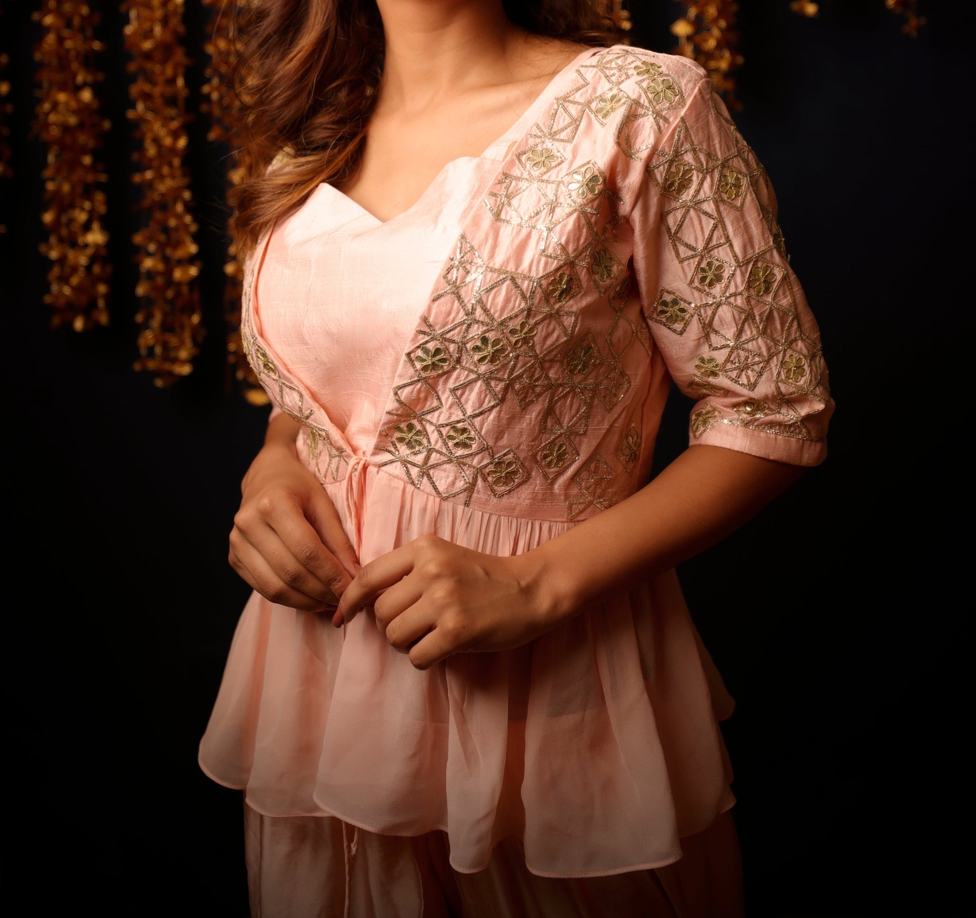 Peplum Jacket with Dhoti-3