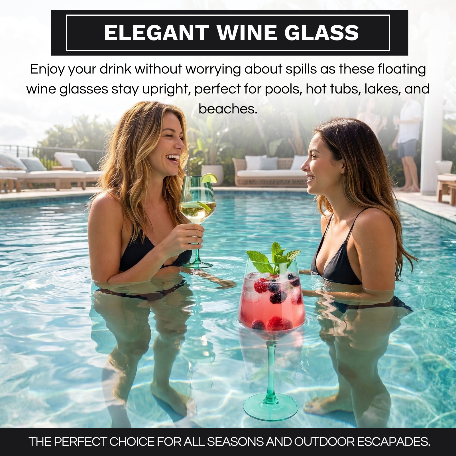 Floating Wine Glasses For Pool Set Of 2 15 Oz Shatterproof Poolside Wine Glasses Tritan Plastic Reus