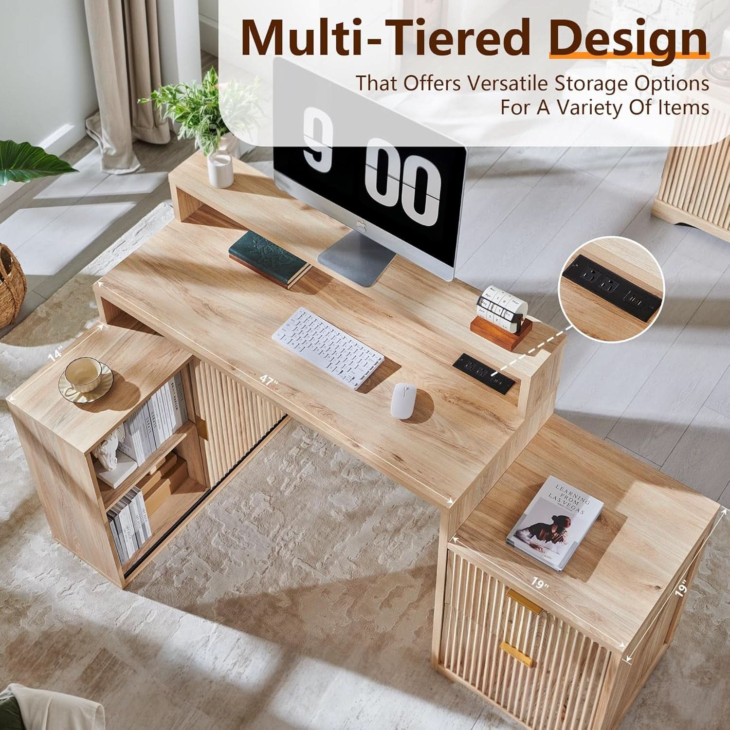 67-Inch L-Shaped Desk With Integrated Power Outlets-3