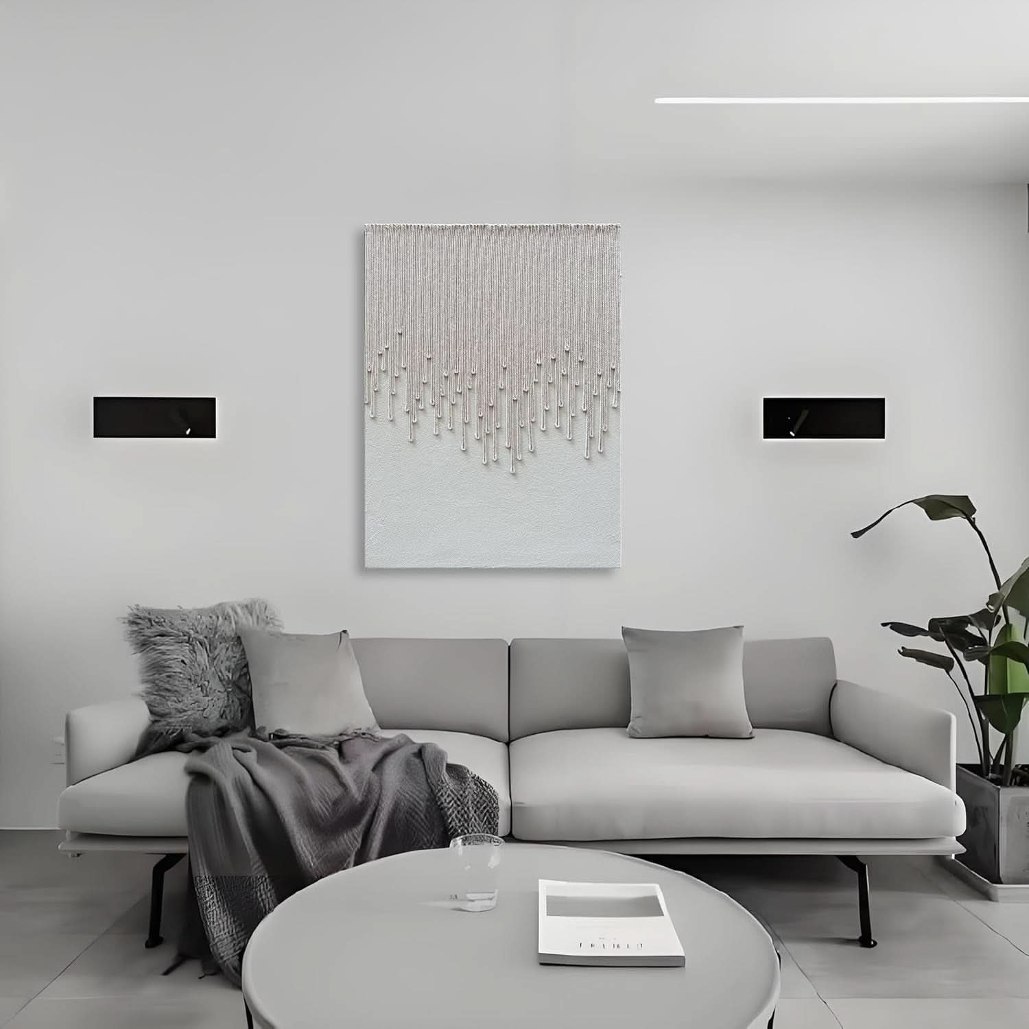 Hand-Painted White Abstract Oil Painting 40x28 Inch-3