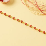 Rudraksha Bead Bracelet Rakhi Gold-plated Cap Beads Rakhi For Brother (1 Pc)
