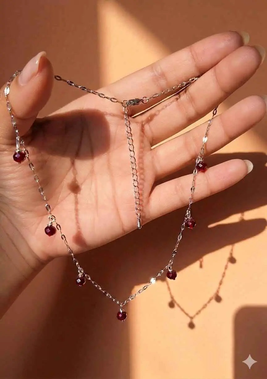 Ruby Charm Drop Necklace Yooneck