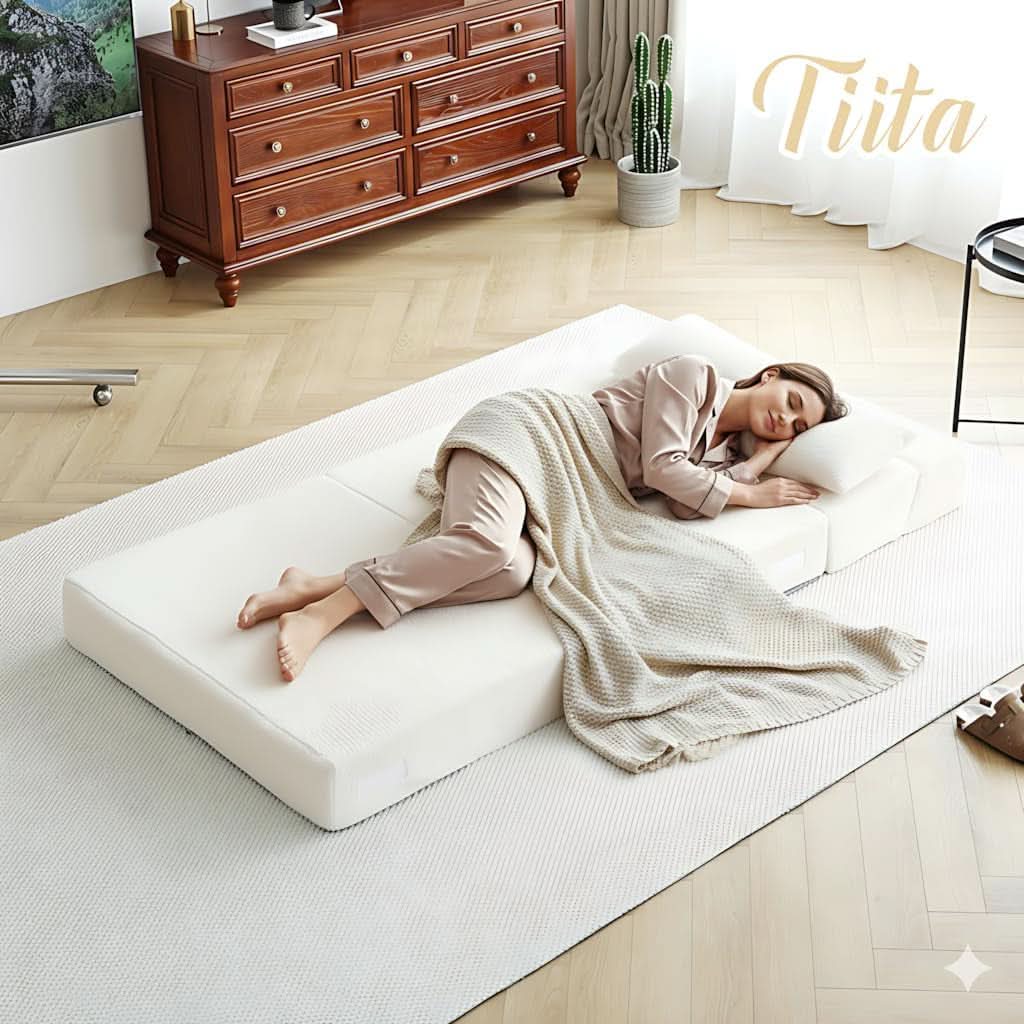 Multifunctional Sleeper Sofa Bed Single Size Beige-2