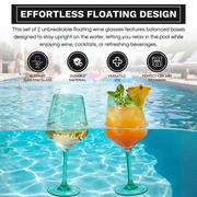 Floating Wine Glasses For Pool Set Of 2 15 Oz Shatterproof Poolside Wine Glasses Tritan Plastic Reus