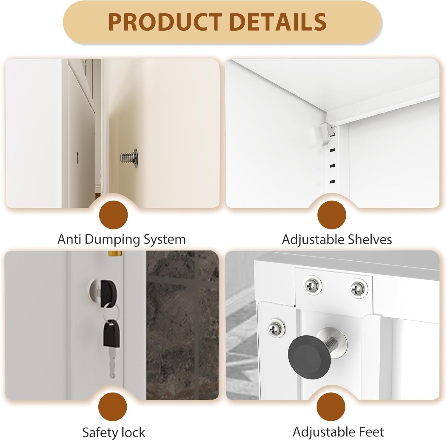 Tall White Metal Pantry Cabinet Sixty seven inch Locking-3