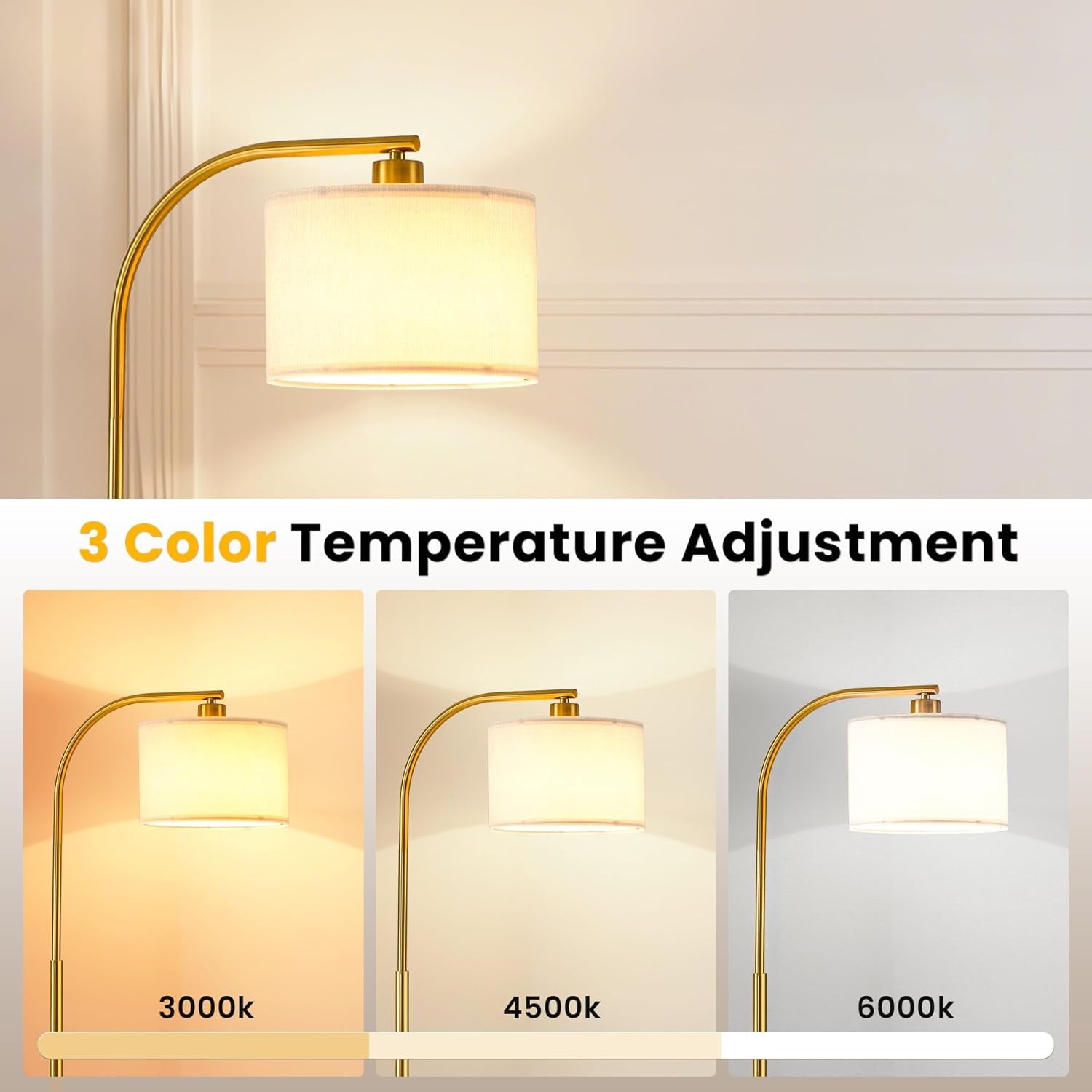 Tall Floor Lamp 65 Inch Brushed Gold Contemporary Finish-1