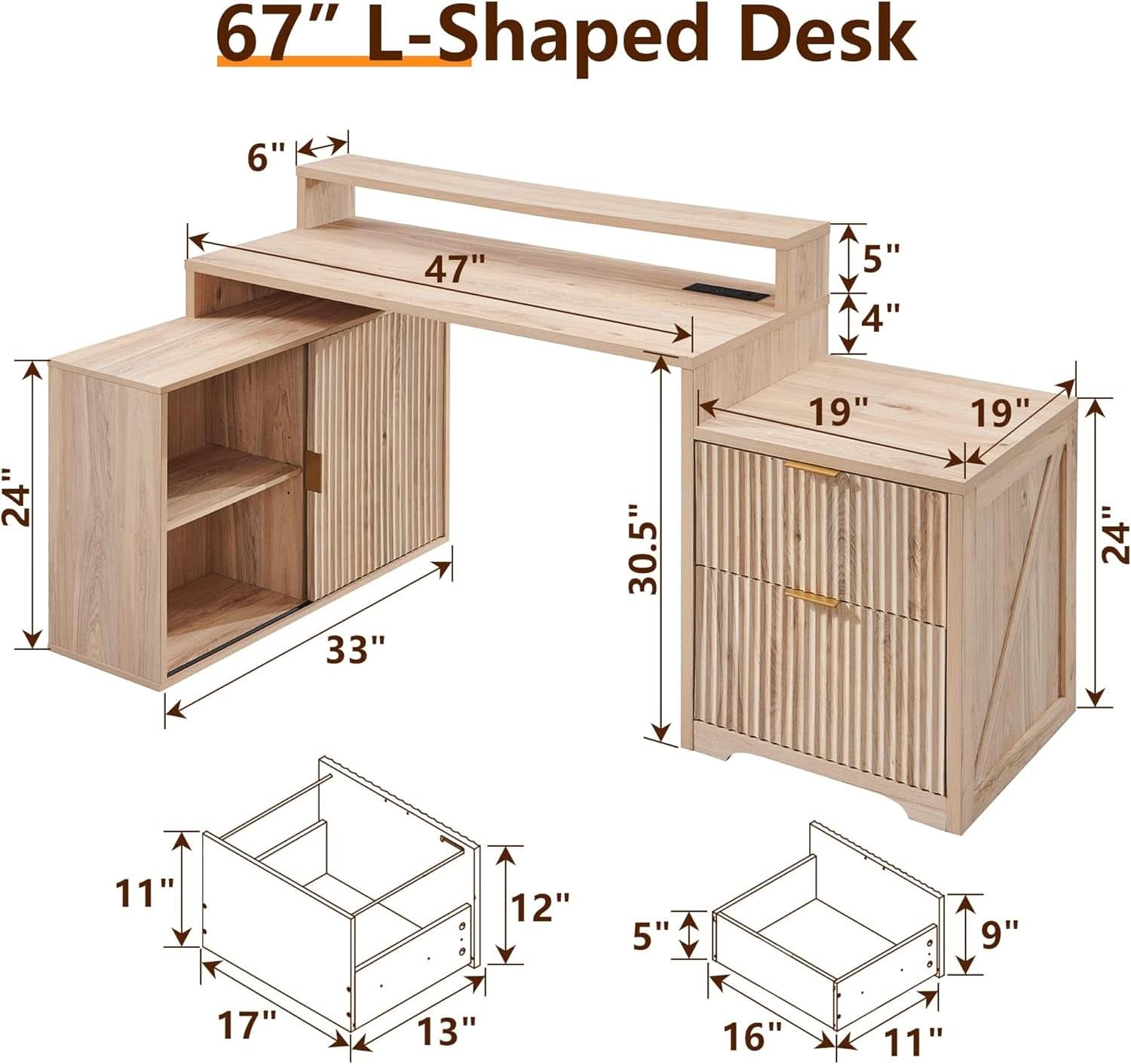 67-Inch L-Shaped Desk With Integrated Power Outlets-1