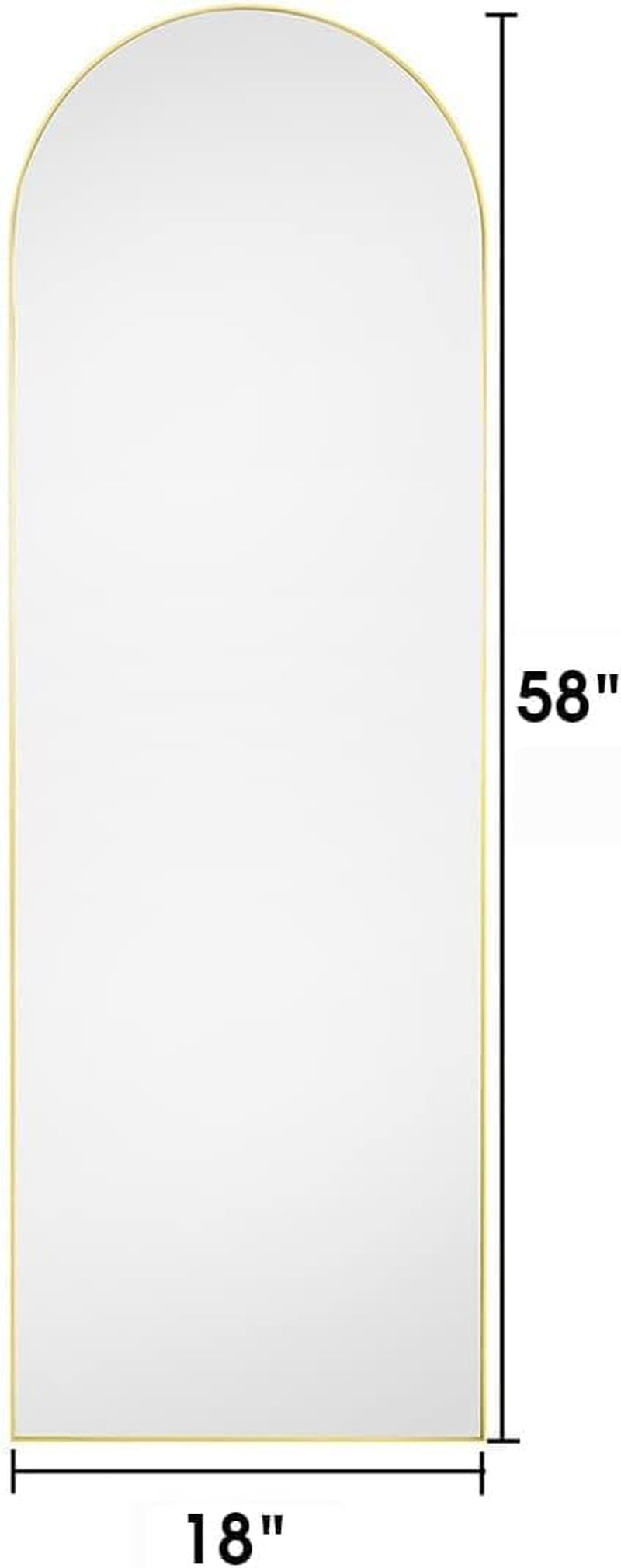 58x18 Inches Arched Full Length Mirror Aluminum Frame Gold-2