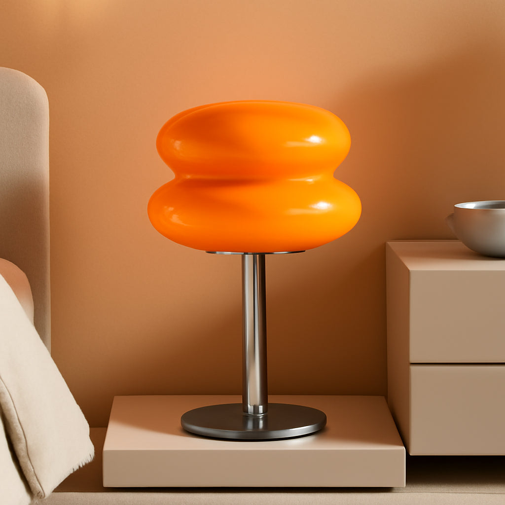 Mushroom Table Lamp Orange Dimmable Glass Nightstand-0