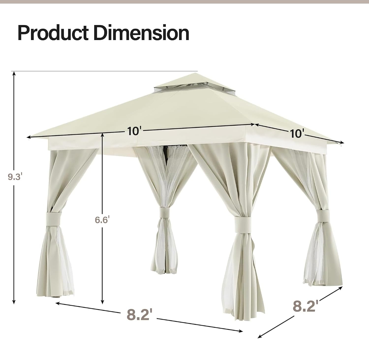 10x10 Patio Outdoor Gazebo Weather Resistant Double Roofs-1