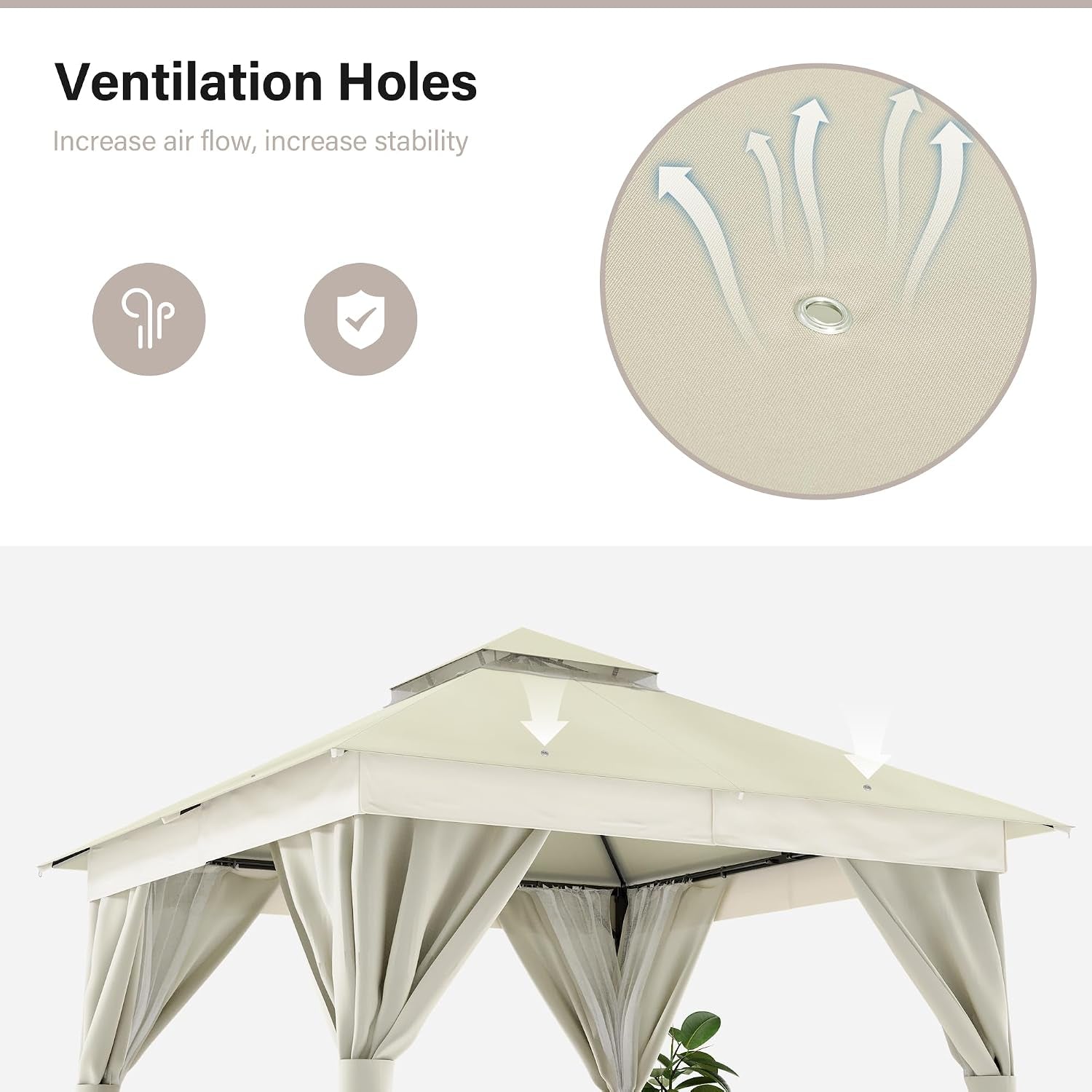 10x10 Patio Outdoor Gazebo Weather Resistant Double Roofs-2
