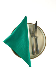 Forest Green Linen Napkin Set-0