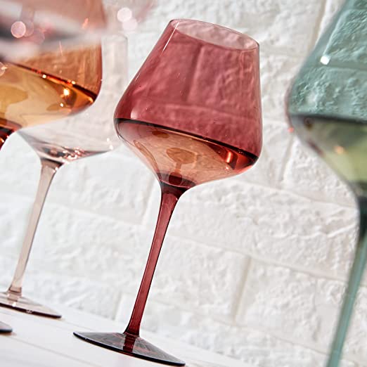 Colored Crystal Wine Glass Set Of 6 Gift For Mothers Day Her Wife Mom Friend Large 20 Oz Glasses Uni