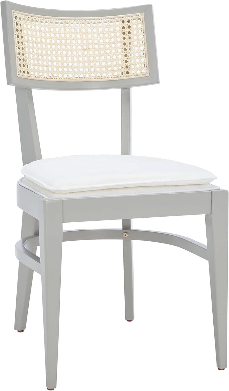 Coastal Grey Cane Seat Cushion Dining Chair For Kitchen-2