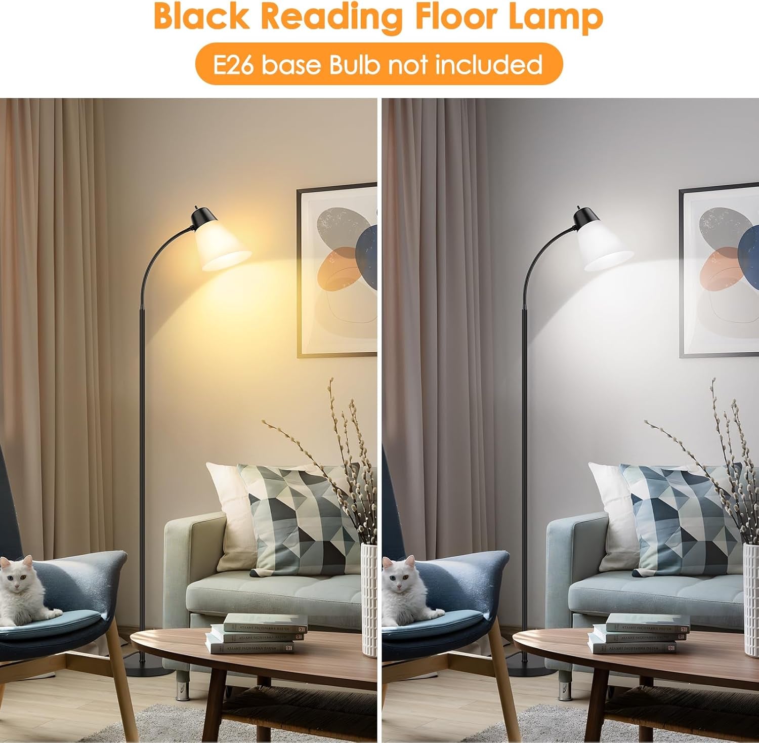 Black Floor Lamp With Adjustable Illuminated Shade-1