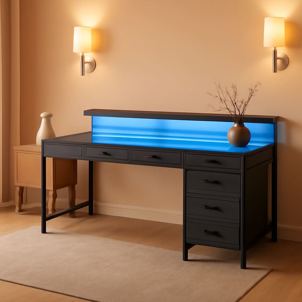 47 Inch RGB Gaming Desk For Home Office And Gaming Setup-0