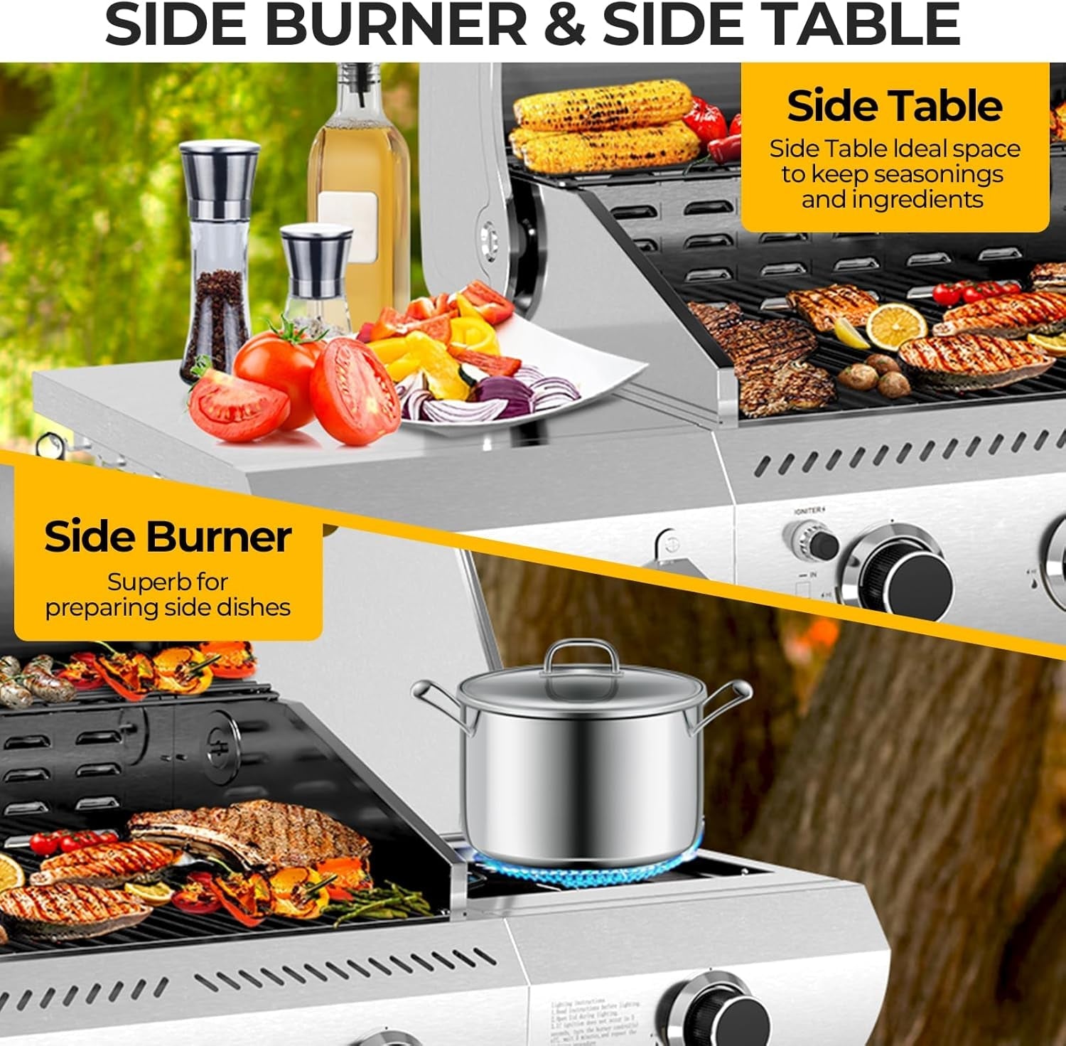 Propane Grill With Side Burner Commercial Grade Outdoor-2