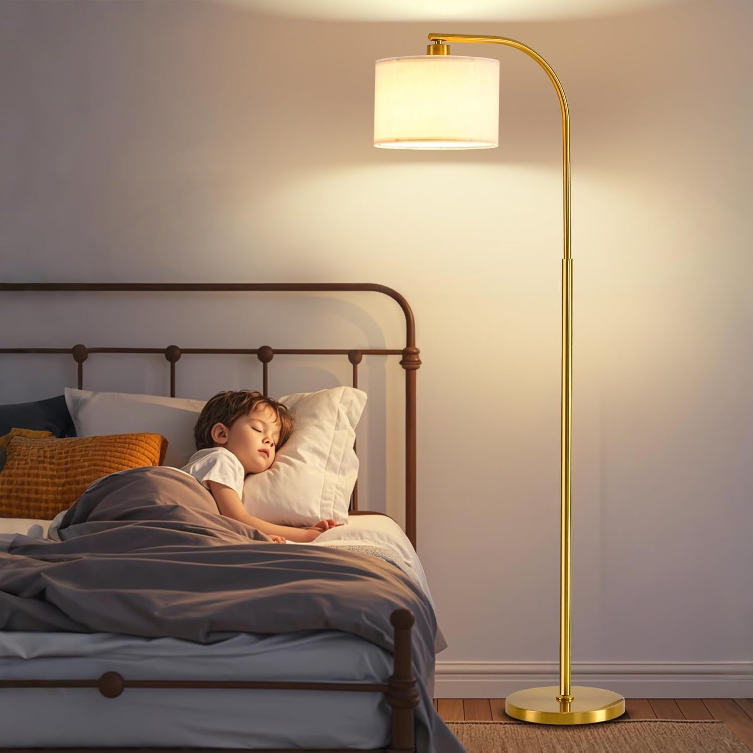 Tall Floor Lamp 65 Inch Brushed Gold Contemporary Finish-3