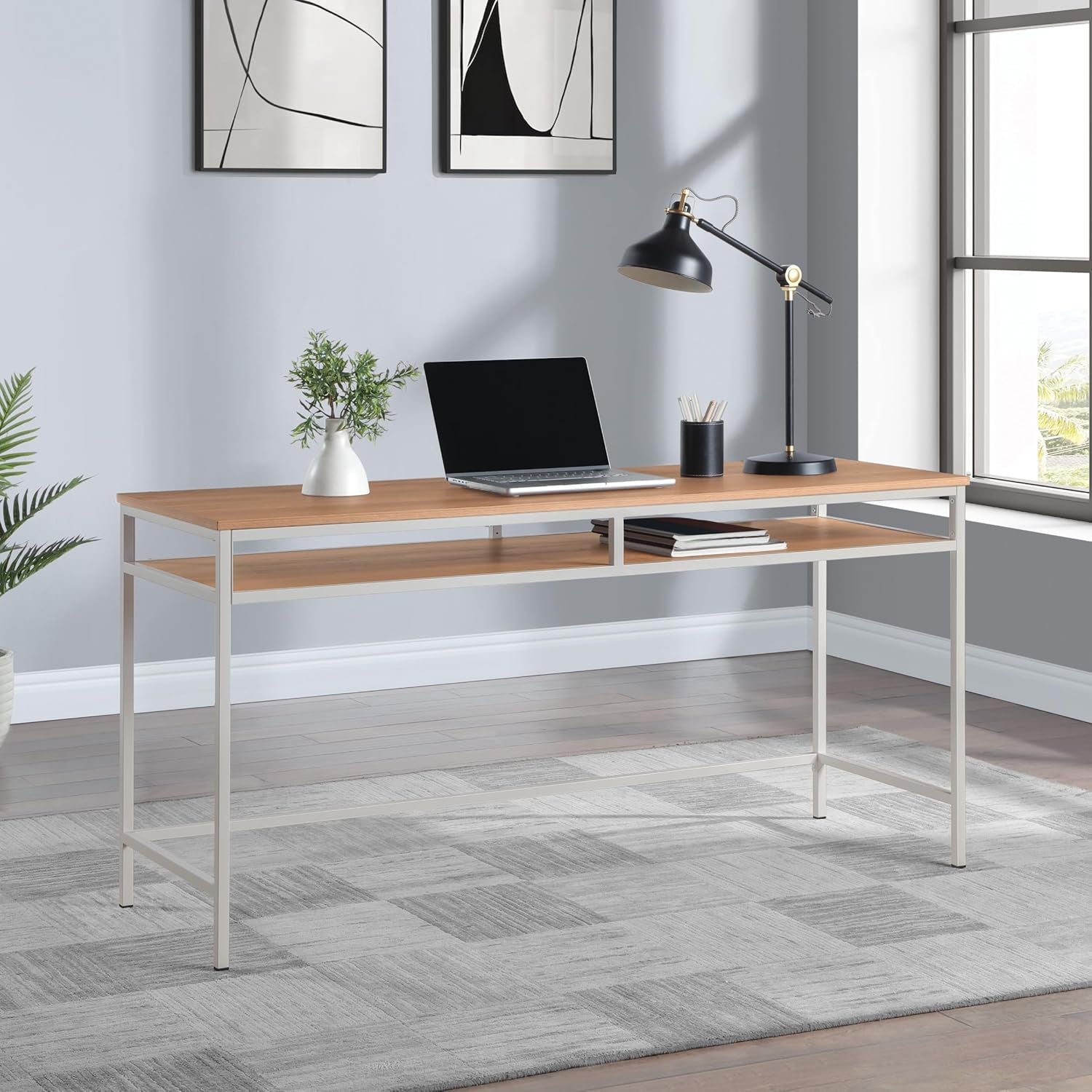 60 Inch Industrial Grade Woodgrain Office Desk Oak Top-1