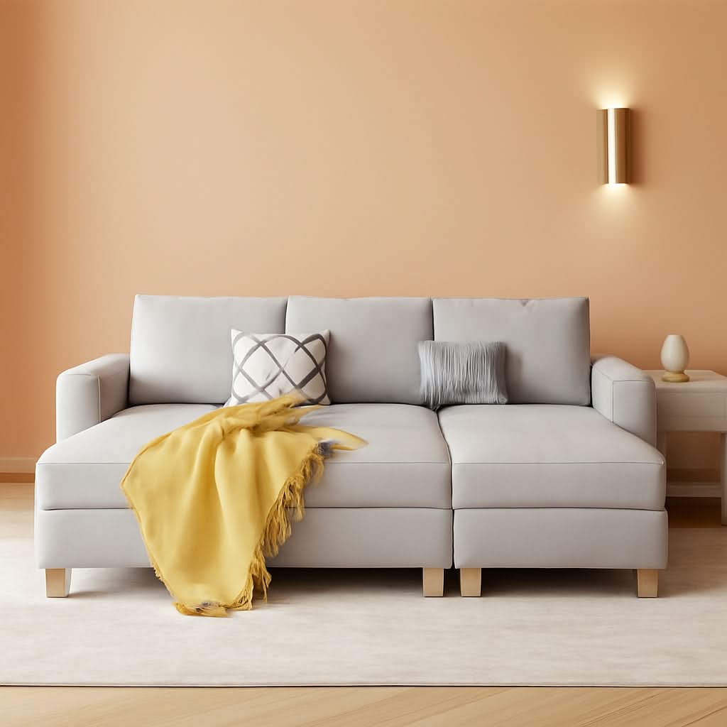 Faux Leather Modular Sectional Sleeper Sofa Storage-0
