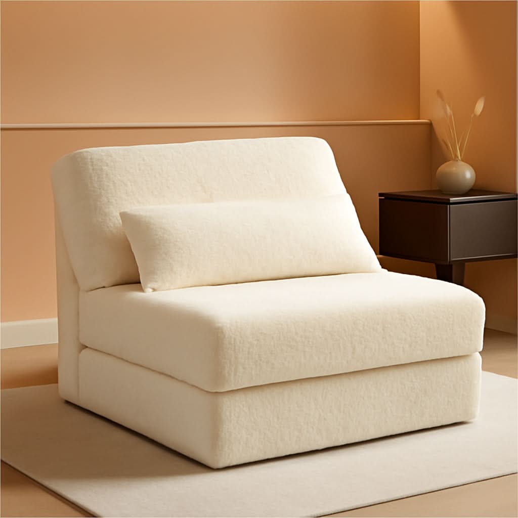 Multifunctional Sleeper Sofa Bed Single Size Beige-0