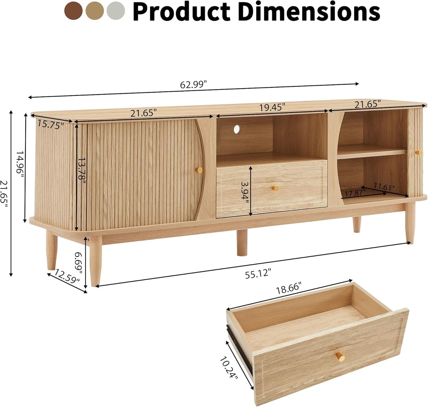 Natural Finish Entertainment Console With Sliding Door-1