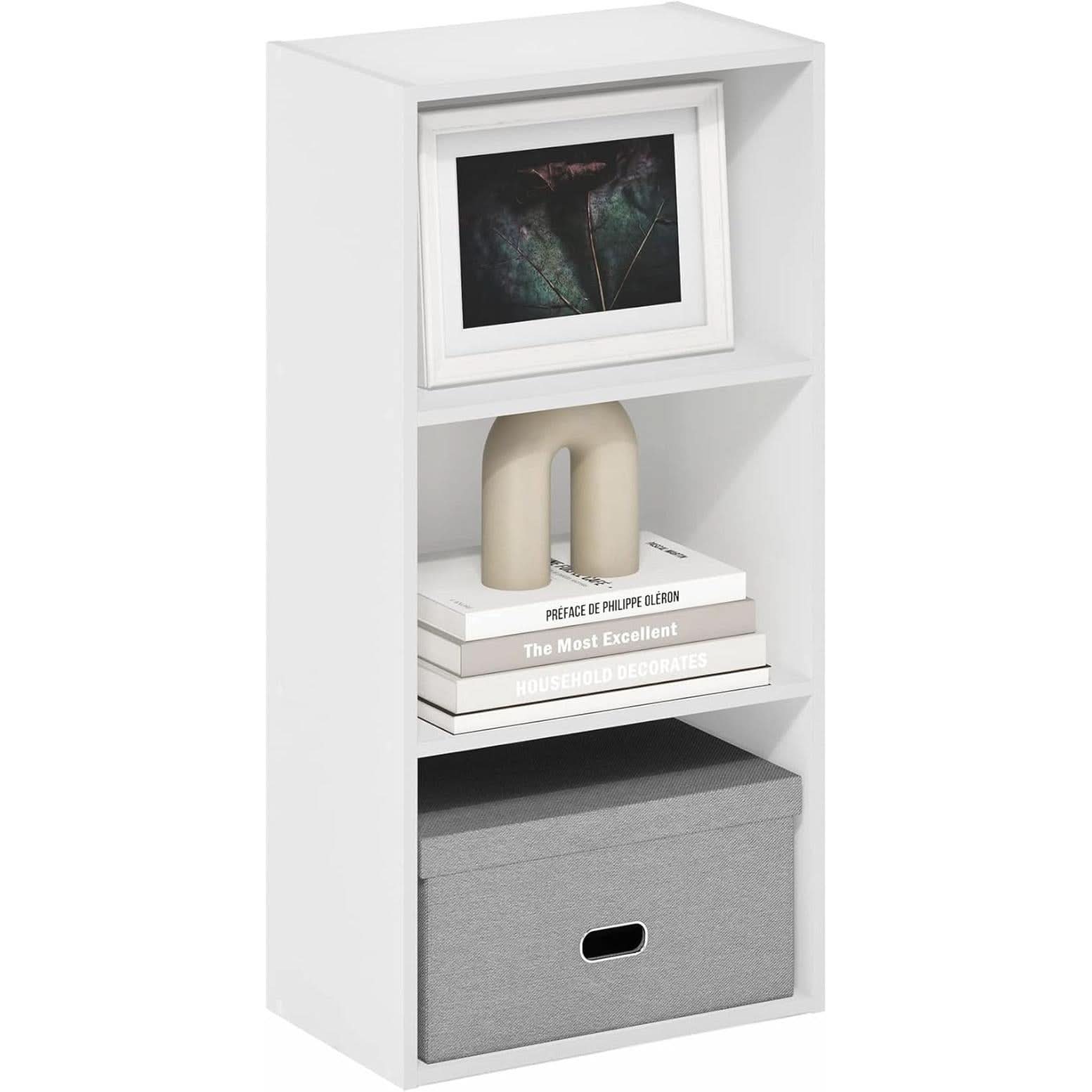 Luder Three Tier Open Shelf Bookcase Bright White Finish-3