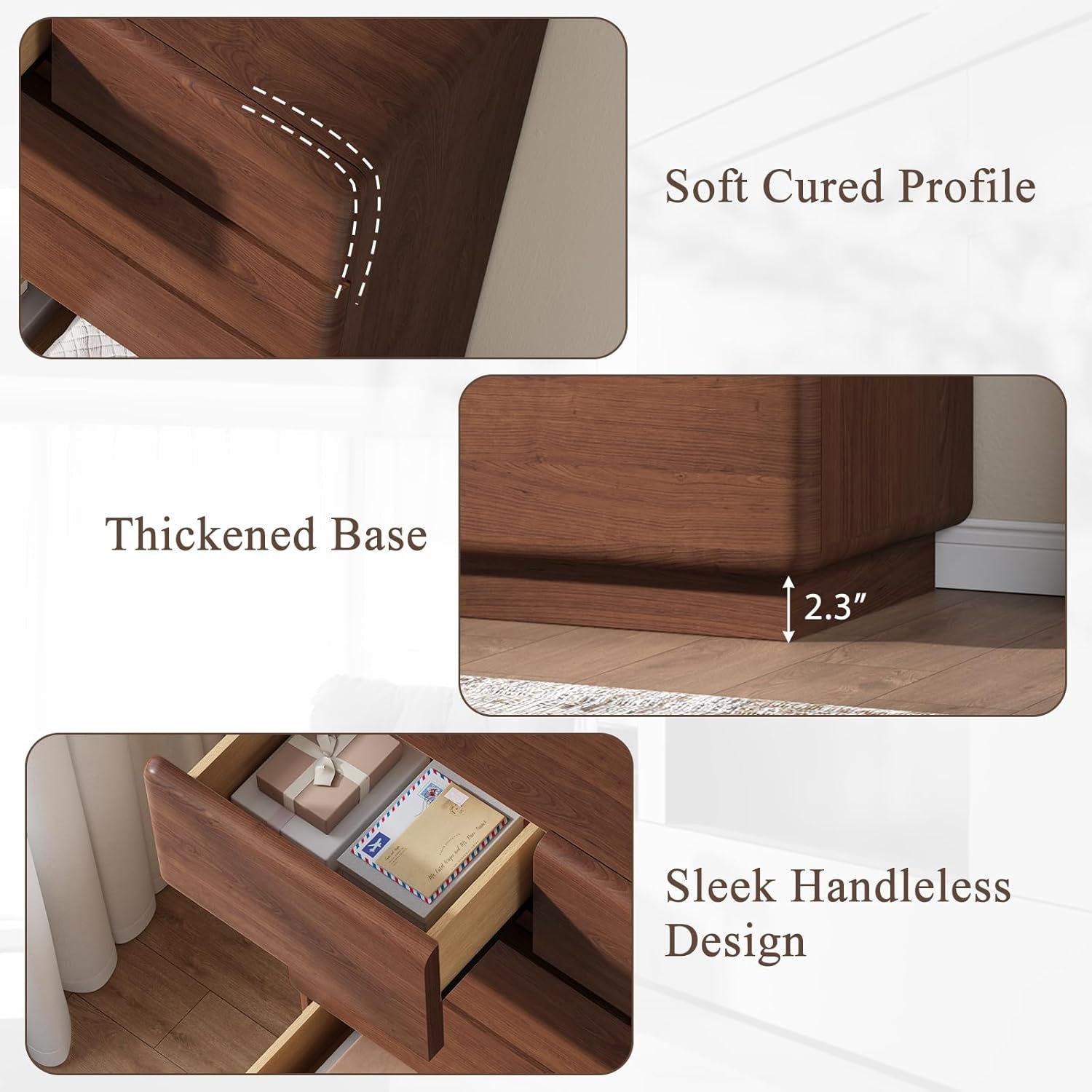 Walnut Six Drawer Dresser With Contemporary Profile-4