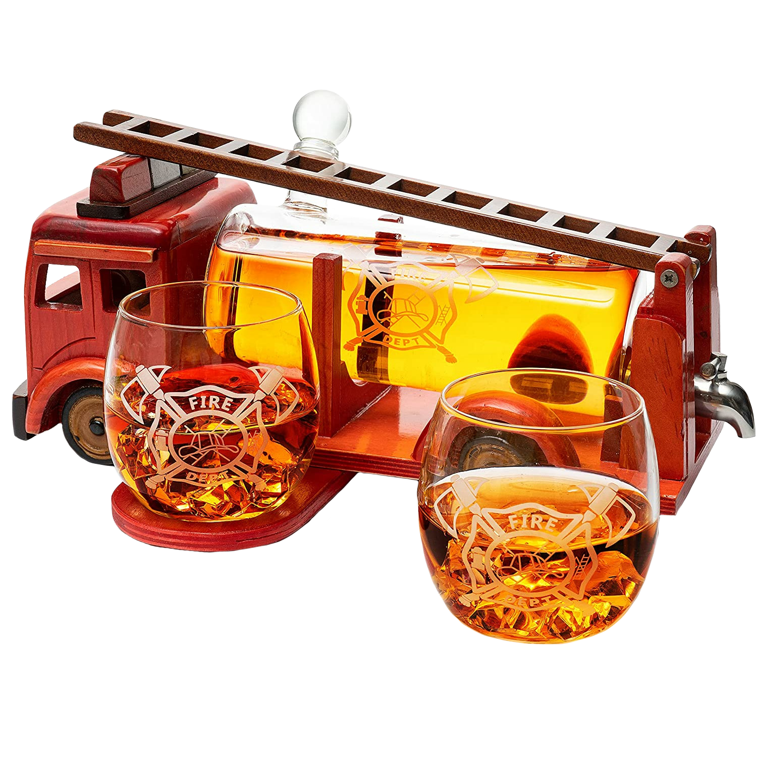 Firetruck Decanter By Premium Barware Gift Elegant Drinkware Collection