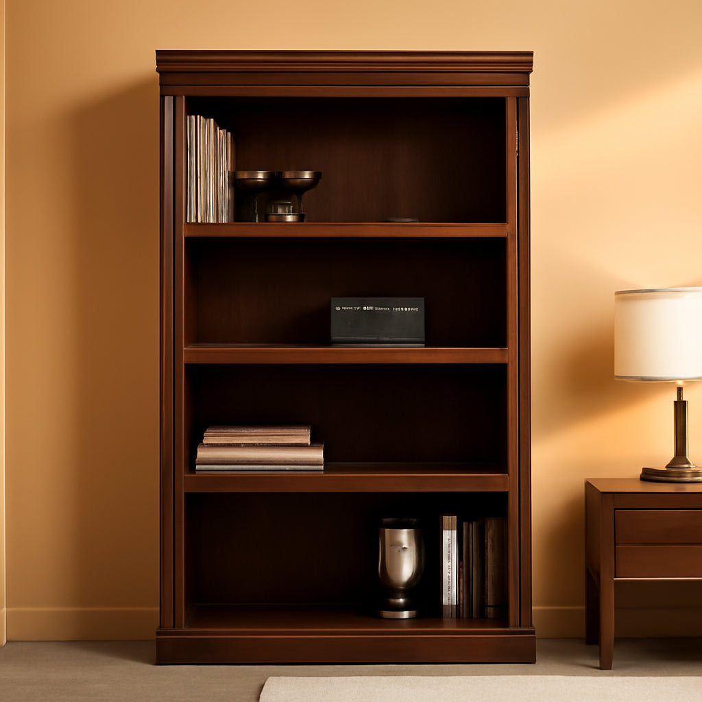 Rich Cherry Finish Heritage Hill Library Bookcase With Adjustable Shelves-0