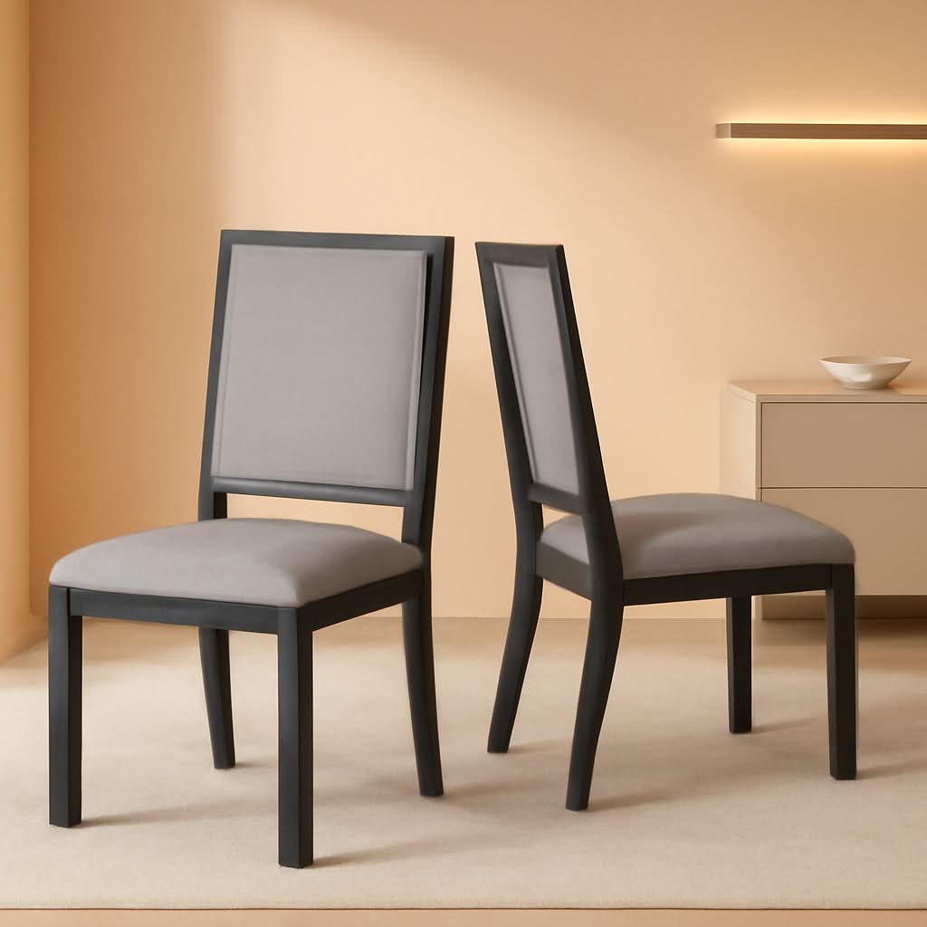 Espresso Upholstered Solid Wood Dining Chairs 19Inch-0